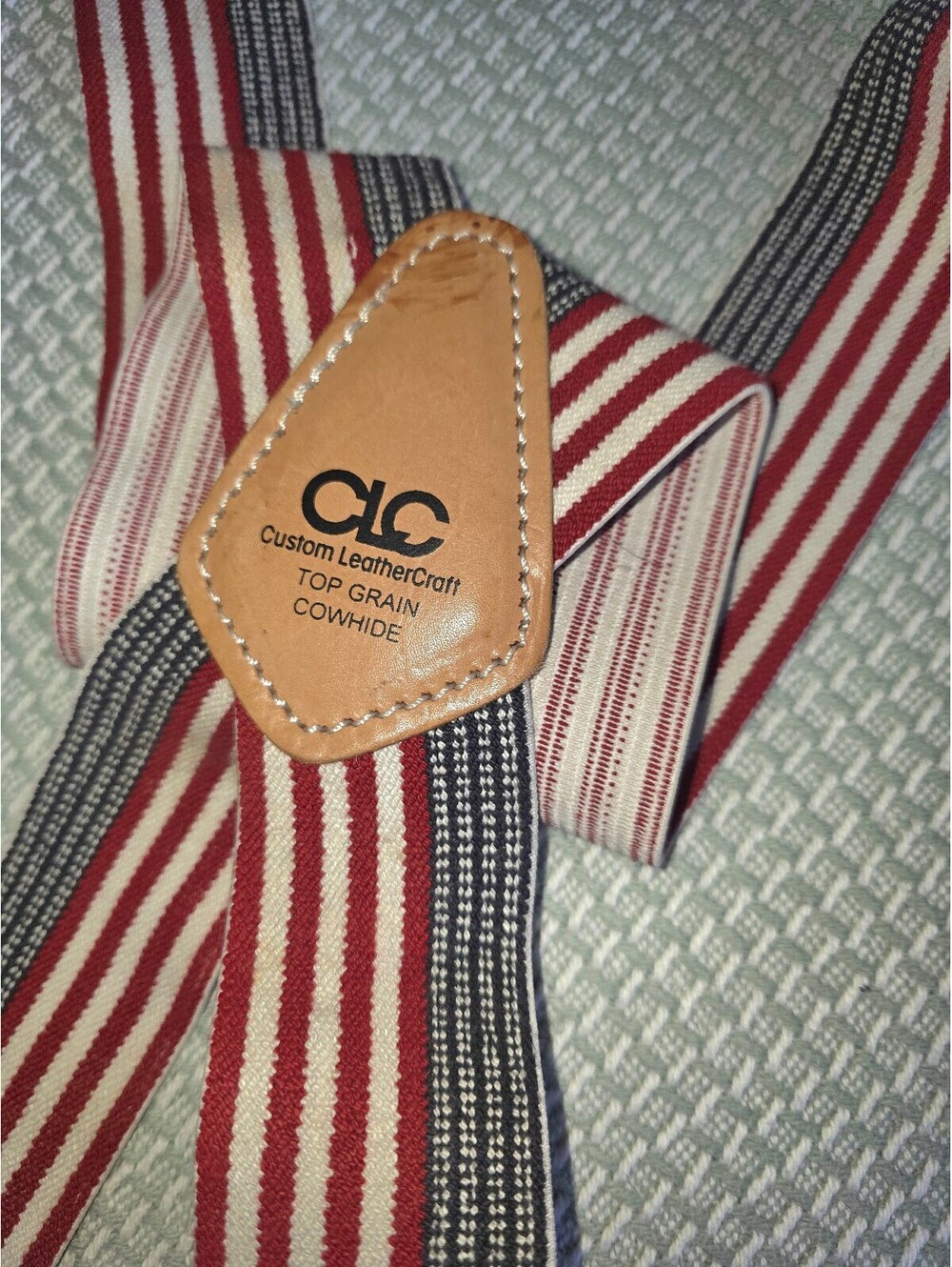 Custom leathercraft 110USA heavy duty elastic work suspenders with US flag print